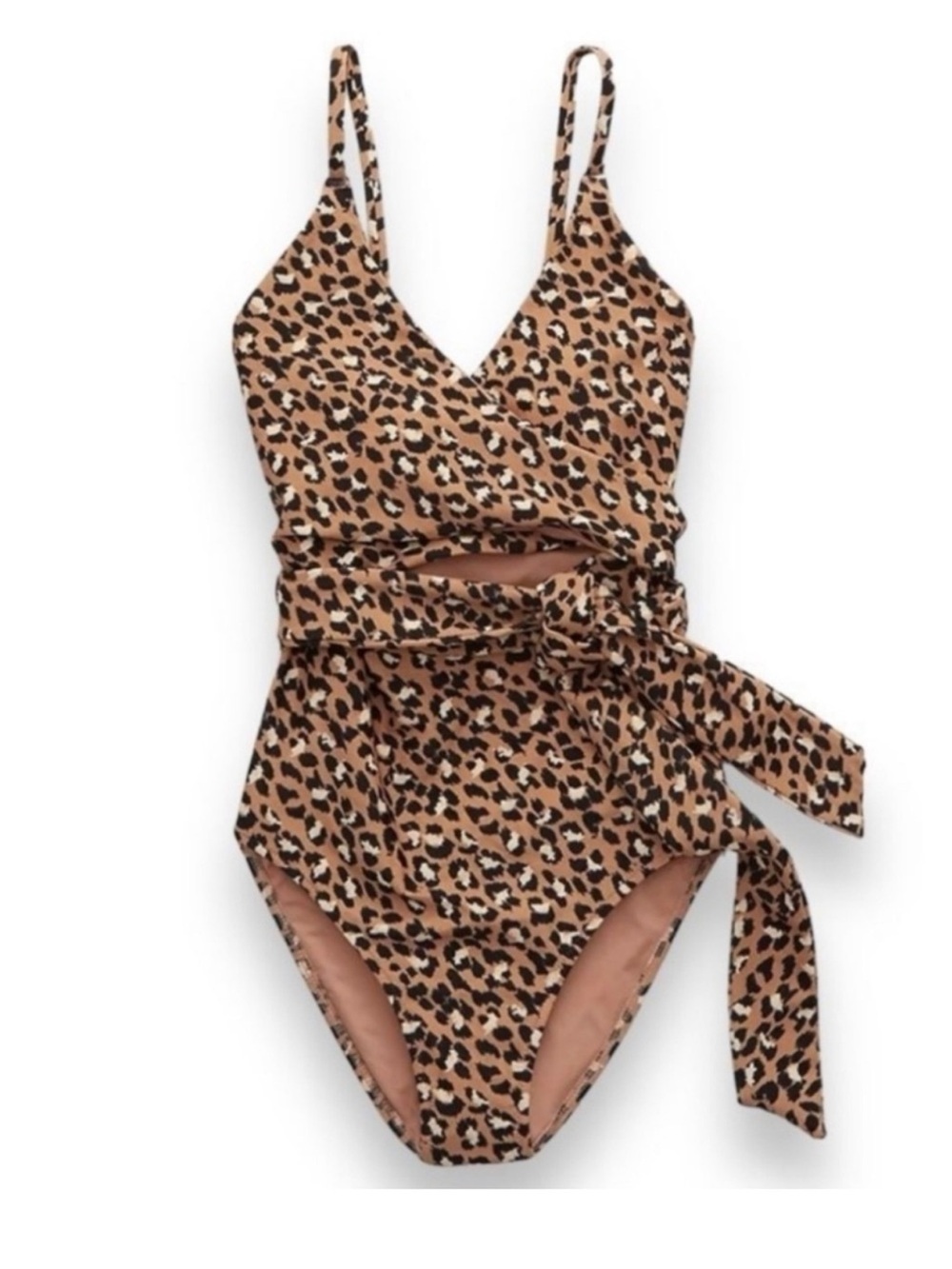 Aerie one piece wrap swimsuit cheetah print small